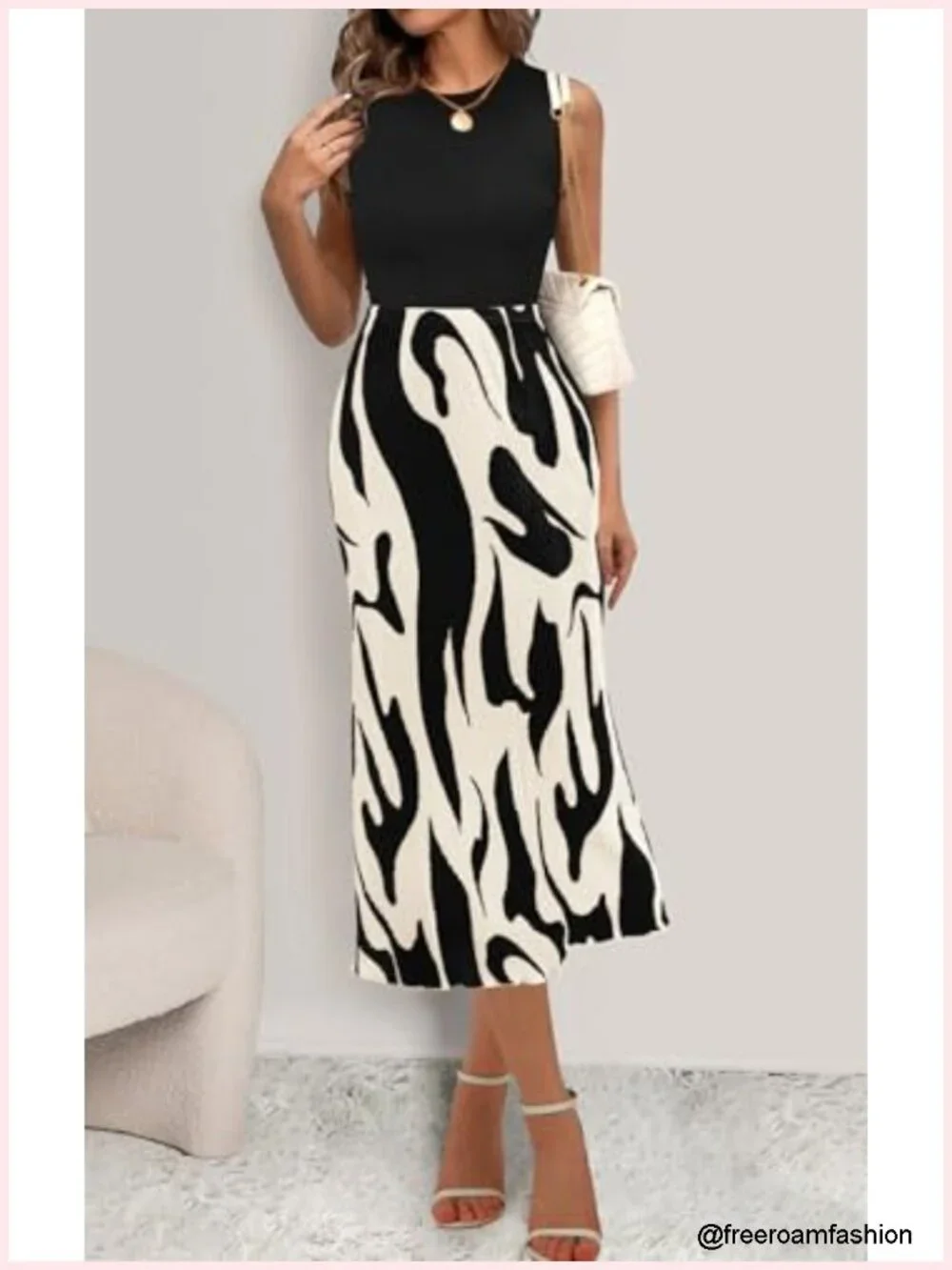 Graphic Print High Waist Plisse Midi Skirt with Ruffle Hem